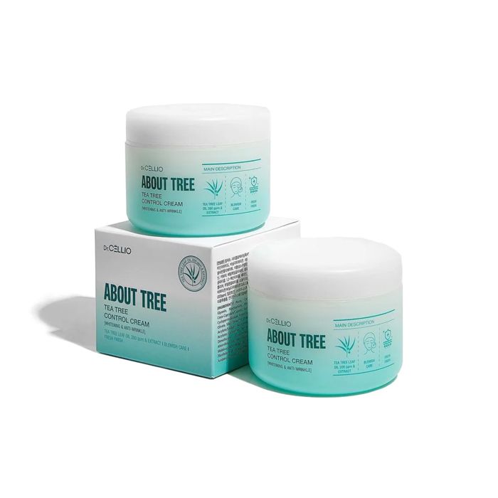 Осветляющий крем для лица с чайным деревом DR.CELLIO About Tree Teatree Control Cream Whitening & Anti-Wrinkle