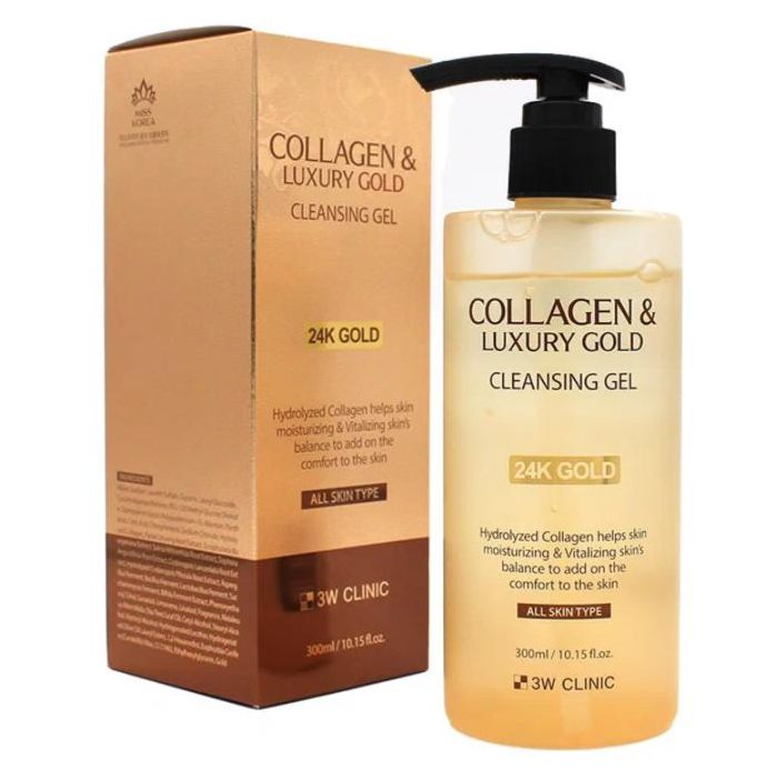 Очищающий гель для лица с коллагеном и коллоидным золотом 3W Clinic Collagen & Luxury Gold Cleansing Gel