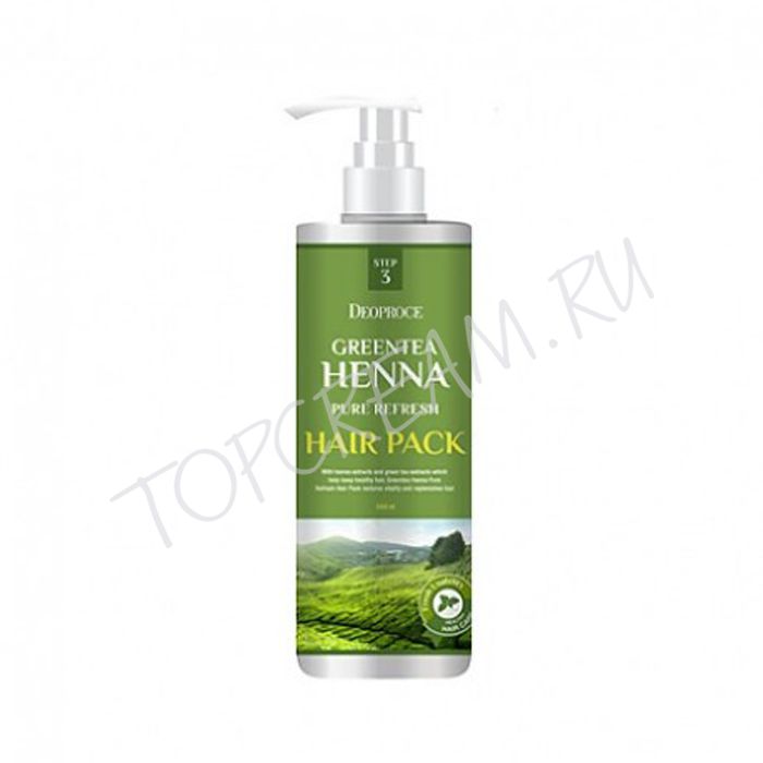 Восстанавливающая маска для волос с хной и зеленым чаем DEOPROCE Greentea Henna Pure Refresh Hair Pack 1000ml