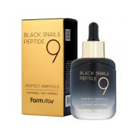 Омолаживающая ампульная сыворотка с муцином черной улитки и пептидами FARMSTAY Black Snail & Peptide 9 Perfect Ampoule