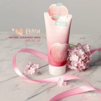 Гель-скраб для тела с экстрактом персика WELCOS Around Me Natural Scrub Body Wash Peach - вид 2 миниатюра