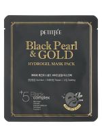 Гидрогелевая маска с золотом и черным жемчугом PETITFEE Black Pearl & Gold Hydrogel Mask Pack - вид 6 миниатюра